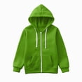 thumbnail image 1 of Aayomet Girls Full Zip Hoodie with Pockets Kids Boys Fashion Oversized Long Sleeve Sweatshirt Solid Jacket 3-12 Years Green for Size 7-8 Years, 1 of 5