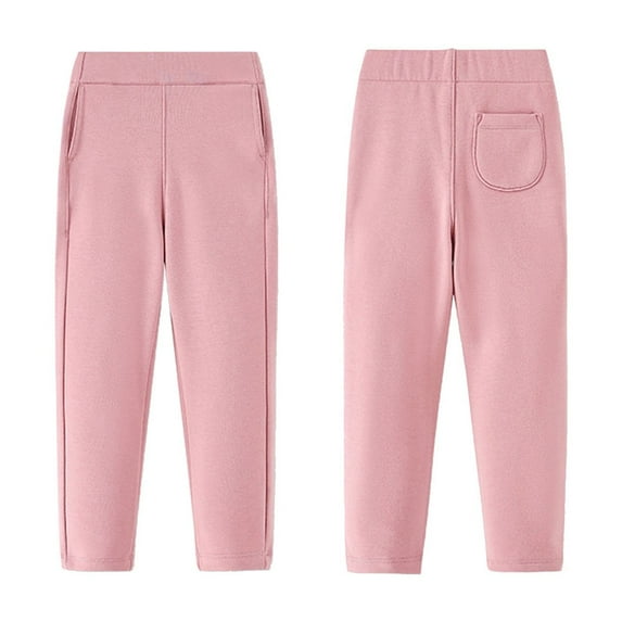 Aayomet Girls Leggings Athletic Little Girls Leggings- Cotton Stretch Soft Tight Dance Pants (Pink,10-12 Years)