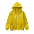 thumbnail image 1 of Aayomet Girls Long Sleeve Zip Up Hoodie Jacket Lightweight Sweatshirt Pockets Casual Blouse Tops (Yellow, 7-8 Years), 1 of 5
