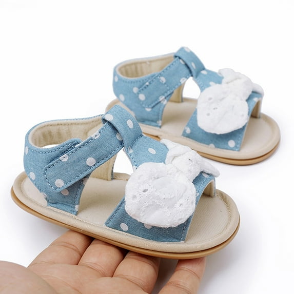 Aayomet Girls Open Toe Bowknot Shoes First Walkers Shoes Summer Toddler Flat Sandals Girls Sandals Size 3,Blue 4