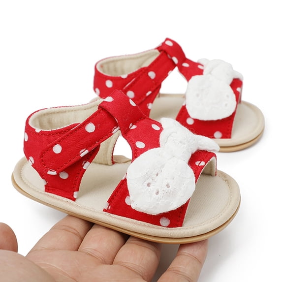 Aayomet Girls Open Toe Bowknot Shoes First Walkers Shoes Summer Toddler Flat Sandals Girls Sandals Size 3,Red 4
