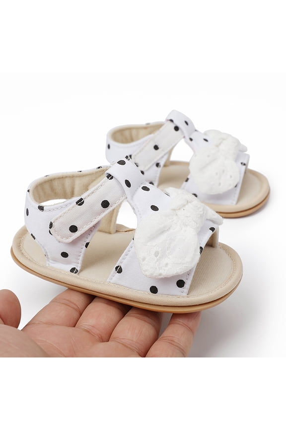 Girls Open Toe Bowknot Shoes First Walkers Shoes Summer Toddler Flat Sandals Girls Sandals Size 3,White 4