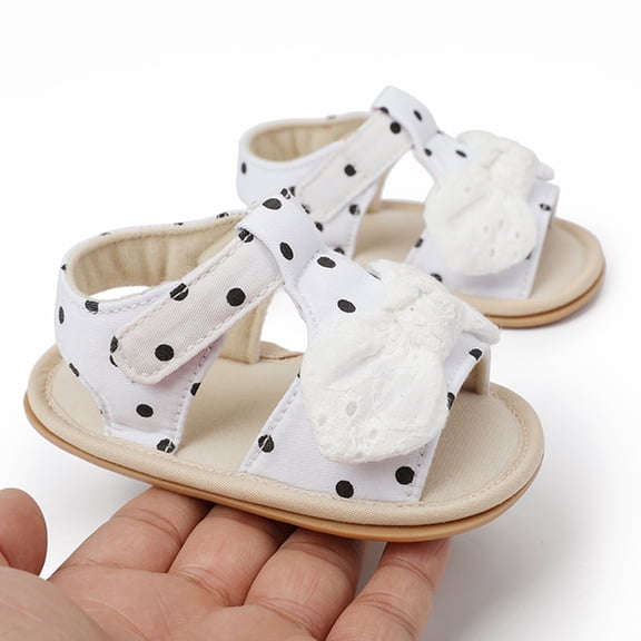 Aayomet Girls Open Toe Bowknot Shoes First Walkers Shoes Summer Toddler Flat Sandals Girls Sandals Size 3,White 5