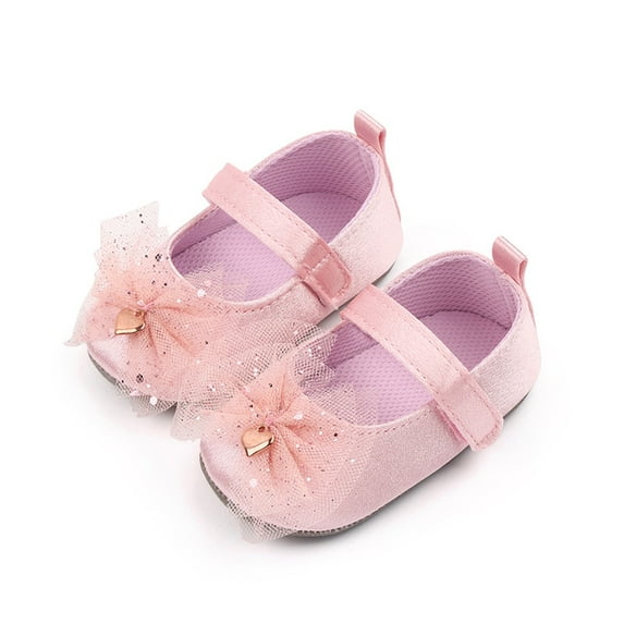 Aayomet Girls Single Shoes Mesh Bowknot First Walkers Shoes Toddler Sandals Princess Shoes Size 3 Baby Girl Shoes,Pink 4.5