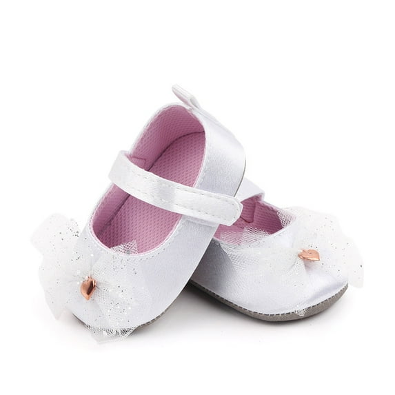 Aayomet Girls Single Shoes Mesh Bowknot First Walkers Shoes Toddler Sandals Princess Shoes Size 3 Baby Girl Shoes,White 3.5