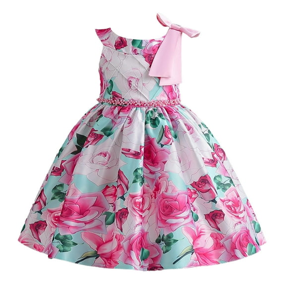 Aayomet Girls Spring Summer One Shoulder Casual Dress Twirly Ruffle Sleeve Formal Dresses Maxi Dress (Pink, 8-9 Years)