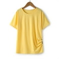 thumbnail image 1 of Aayomet Girls Summer Shirts Blouse Sleeve Front T Casual Knot Tops Little For 413 Button Clothes Tee Summer Tops Tunic Shirts,Yellow 8-9 Years, 1 of 5