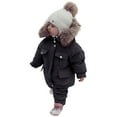 thumbnail image 1 of Aayomet Girls Winter Coats Girls Puffer Jacket, Ombre Printed Bubble Kids Coat with Hoodie,Black 12-18 Months, 1 of 4
