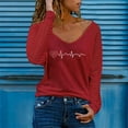 thumbnail image 1 of Aayomet Gym Tops For Women Women's Classic-Fit Long-Sleeve Crewneck T-Shirt,Red XXL, 1 of 3