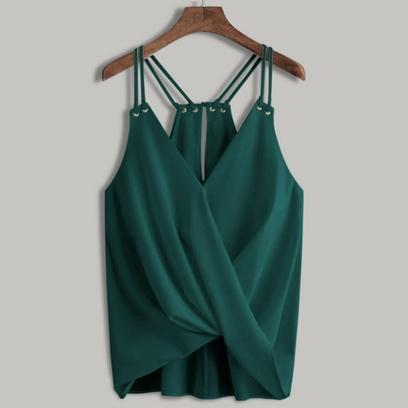 Aayomet Halter Tops For Women Women's Camisole with Built in Bra Flowy Tank Top with Adjustable Straps Loose Fit Tunic Tops,Green M