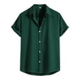 thumbnail image 1 of Aayomet Hawaiian Shirt Men Spring Summer Shirt Solid Color Turndown Collar Casual Mens Short Sleeve Button Down Shirts Army Green,XL, 1 of 5
