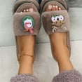 thumbnail image 1 of Aayomet Heated Slippers Women Color Cartoon Christmas Decoration Plush Casual Flat Cotton Slippers (Khaki, 8), 1 of 5