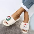 thumbnail image 1 of Aayomet Heated Slippers Women Color Cartoon Christmas Decoration Plush Casual Flat Cotton Slippers (White, 7), 1 of 5