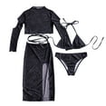 thumbnail image 1 of Aayomet High Waisted Bikini Bottom Womens Summer Swimsuit Split Bikini Suit And Long Sleeved Skirt Suit,Black M, 1 of 5