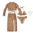 thumbnail image 1 of Aayomet High Waisted Bikini Bottom Womens Summer Swimsuit Split Bikini Suit And Long Sleeved Skirt Suit,Coffee M, 1 of 1
