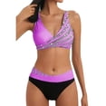 thumbnail image 1 of Aayomet High Waisted Bikini Sets for Women Twist Front Tie Back 2 Piece Bathing Suit V Neck Ruched Swimsuits Bikinis (Purple, XXXL), 1 of 7