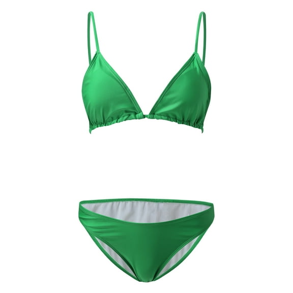 Aayomet High Waisted Bikini Swimsuits With Beach Jumpsuits Bikini Bathing Three Piece Women Suits Swimwears Tankinis Set,Green M