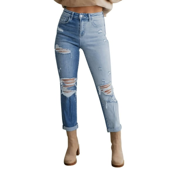 Aayomet High Waisted Jeans For Women Women Plus Size Ripped Stretch Skinny Jeans, High Rise Distressed Denim Jegging,A S