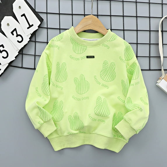 "Aayomet Hoodies For BoysKids Children Toddler Baby Boys Girls Long Sleeve Letter Cute Cartoon Rabbit Print Pullover 2ne1 Hoodie,Green 3-4 Years"