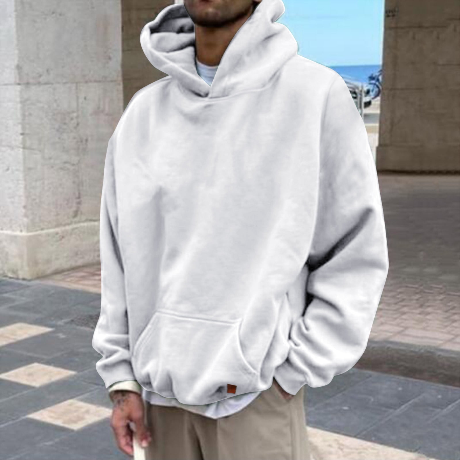 Aayomet Hoodies For Men Fashion Men's Knitted Hooded Sweater Casual  Lightweight Slim Fit Hoodies Sweatshirt,White 3XL