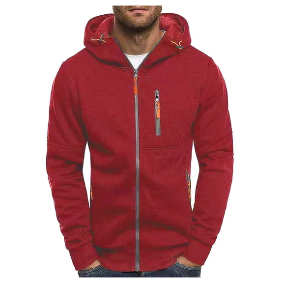 Aayomet Hoodies For Men Pullover Mens Long Sleeve Plaid Classic Casual Hoodie Jackets,Red L