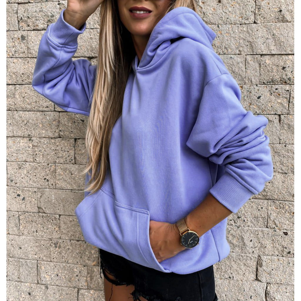 Aayomet Hoodies For Women Plus Size Women's Super Soft Cropped Length Cowl  Neck Sweatshirt,Purple L 