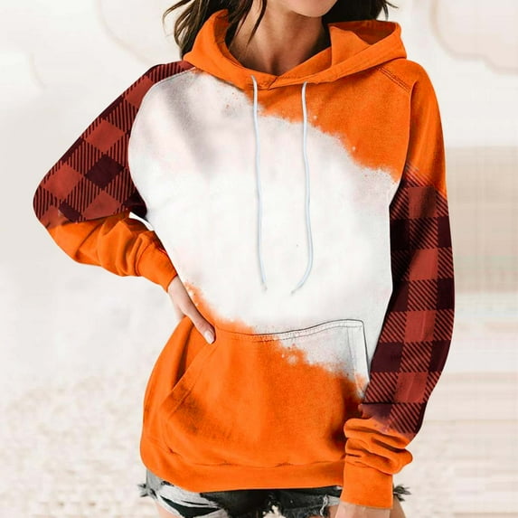 Aayomet Hoodies For Women Pullover Womens Aztec Hoodie Jacket 1/4 Zip Pullover Drawstring Sweatshirt with Pocket,Orange XL