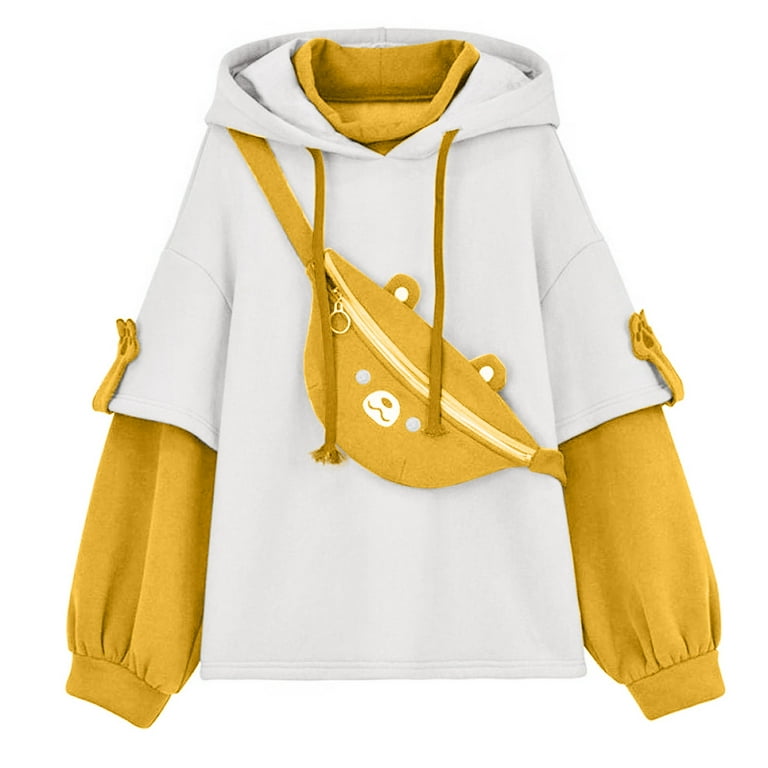 Yellow color block hoodie store