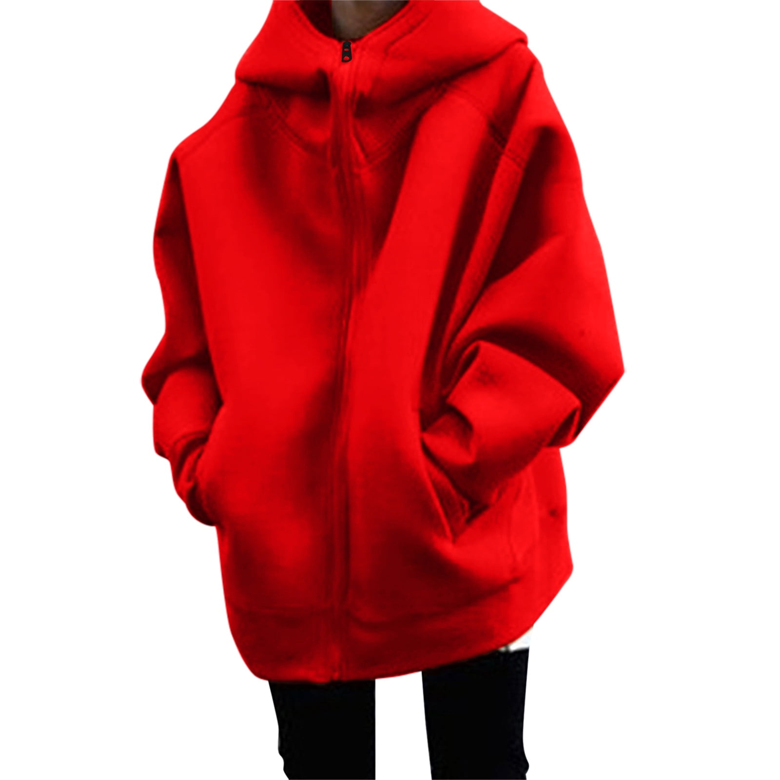 Aayomet Hoodies for Women Coat Long Sleeve Irregular Sweatshirt Loose ...