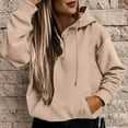 thumbnail image 1 of Aayomet Hoodies for Women Sweatshirt Pocket Hooded Strap Long Sleeve Loose Top (Khaki, M), 1 of 5