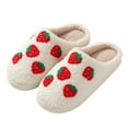 thumbnail image 1 of Aayomet House Slippers for Women Cartoon Strawberry Models Winter Cotton Slippers Men And Women Couple Models Thick (Red, 6.5), 1 of 5