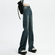 Aayomet Jag Cords Jeans Wide Leg Loose Slim Women's Jeans Simple Yet Sophisticated Design,Blue S