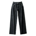 thumbnail image 1 of Aayomet Jean Bell Bottom Pants for Women Crossed High Rise Wide Leg Jeans Button Pocket Trousers Slacks Straight Leg Pants,Black L, 1 of 3