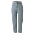 thumbnail image 1 of Aayomet Jean Leggings for Women Petite Women Solid Harlan Pants Jeans High Waist Pants Drooping Straight Women's Jeans Retro,Blue XL, 1 of 5