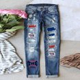 thumbnail image 1 of Aayomet Jean Pants Women Womens Denim Trousers Ripped Print Mid Rise Straight Leg Jeans,Blue M, 1 of 3