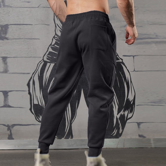 Aayomet Joggers for Men Fitness Running Trousers Drawstring Loose Waist Color Matching Pants Pocket Loose (Black, XL)