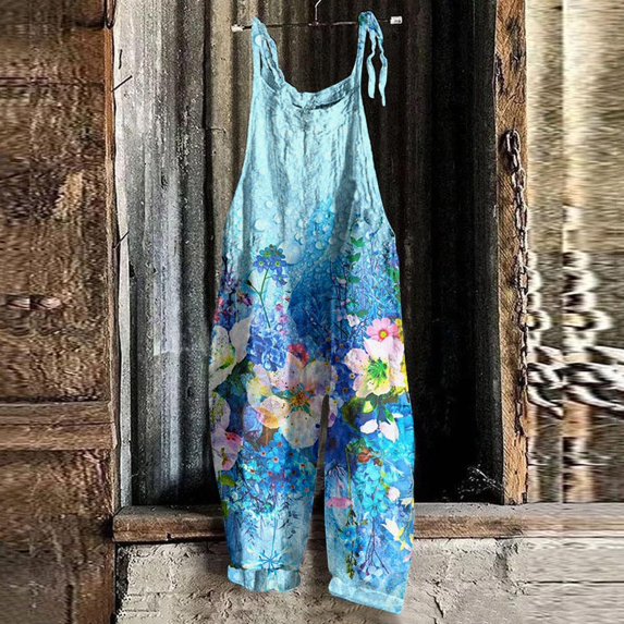 Aayomet Jumpsuit For Women Women Fashion Hop Jogger Spring Summer Folar Hi Waist Overalls Office Straight Leg Pants,Sky Blue L