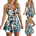 thumbnail image 1 of Aayomet Jumpsuits For Women Casual Playsuits Fashion Jumpsuit Women Short Loose Tie Strap Chest Print Bow Hollow Women's,Green XXL, 1 of 4