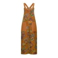 thumbnail image 1 of Aayomet Jumpsuits For Women Casual Womens Vintage Floral Prints Straps O Neck Rompers Pockets Playsuit Long Jumpsuit,Yellow XXL, 1 of 4