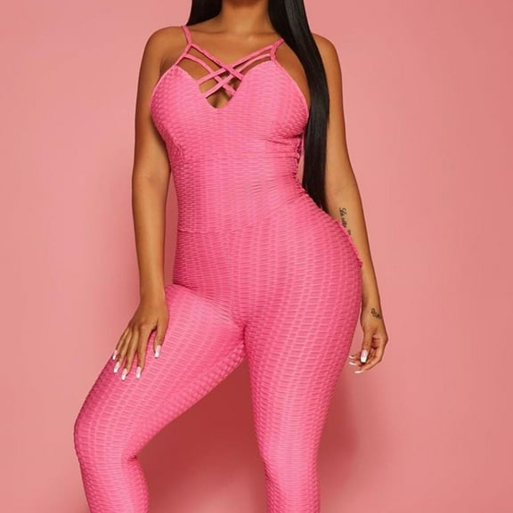 Aayomet Jumpsuits For Women Dressy Women's Pants Fitness Large Backless Jumpsuit Size Exercise Yoga Women's Jumpsuit,Hot Pink XL