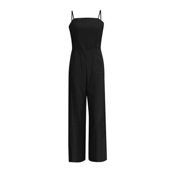 Aayomet Jumpsuits For Women Women Suspenders Wrapped Chest Zipper Jumpsuit Solid Color Tunic Trousers,Black S