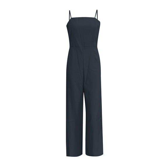 Aayomet Jumpsuits For Women Women Suspenders Wrapped Chest Zipper Jumpsuit Solid Color Tunic Trousers,Blue M