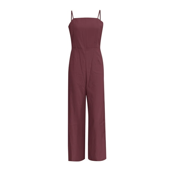 Aayomet Jumpsuits For Women Women Suspenders Wrapped Chest Zipper Jumpsuit Solid Color Tunic Trousers,Red L