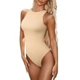 thumbnail image 1 of Aayomet Jumpsuits For Women Women's Knitted Underwear Crew Neck Leggings Slim Jumpsuit Bodysuit Top Sleeveless Vests,A L, 1 of 2