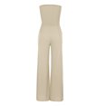 thumbnail image 1 of Aayomet Jumpsuits for Women Women'S Casual Jumpsuit Off The Shoulder Solid Color Strapless Wide Leg Jumpsuit,Khaki S, 1 of 5