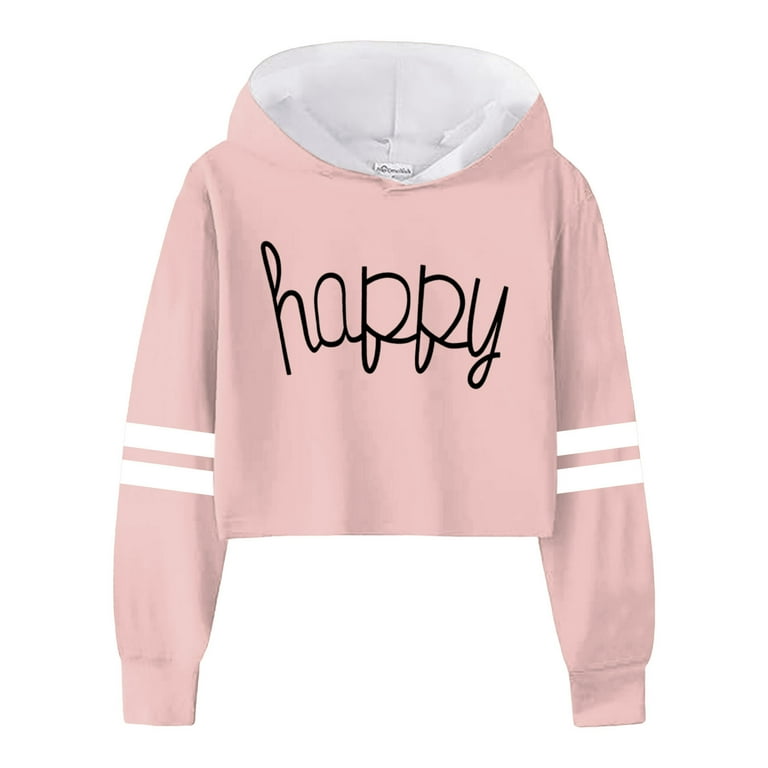 Aayomet Kids Crop Tops Girls Striped Long Sleeve Fashion Hoodies Pullover Sweatshirts Pink 4 5 Years