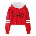 thumbnail image 1 of Aayomet Kids Crop Tops Girls Striped Long Sleeve Fashion Hoodies Pullover Sweatshirts (Red, 6-7 Years), 1 of 3