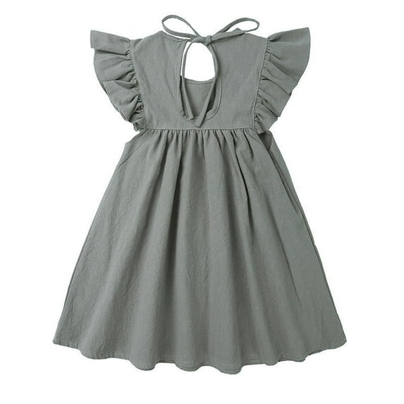 Aayomet Kids Girls Toddler Soild Fly Sleeves Lace Princess Girls Dress Cloths 4 Yr Old Girl Clothes,Green 3 Years