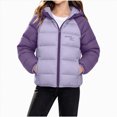 thumbnail image 1 of Aayomet Kids Puffer Jacket Raglan-Sleeve Colorblock Hooded Puffer Jacket Kids Zip-Up Coat (Purple,5-6 Years), 1 of 8