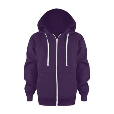 Aayomet Kids Zip Up Hoodie, Boys Girls Full Zipper Fleece Hooded Sweatshirt Lightweight Casual Jacket Plain Pullover Sweater Tops (Dark Purple, 3-4 Years)